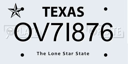 OV7I876 Texas License Plate
