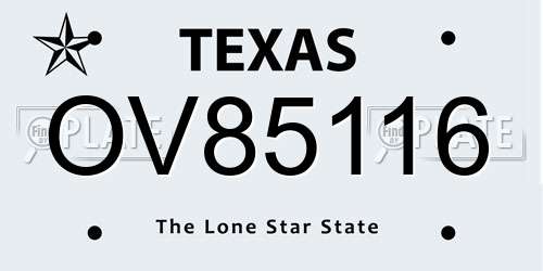 OV85116 Texas License Plate