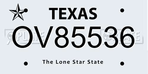 OV85536 Texas License Plate