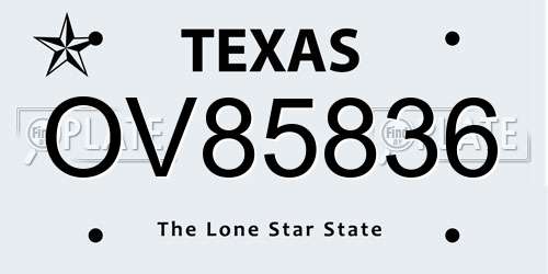 OV85836 Texas License Plate