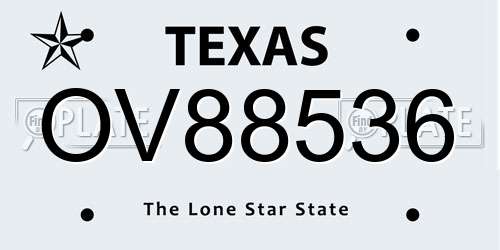 OV88536 Texas License Plate