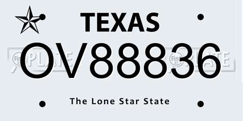 OV88836 Texas License Plate