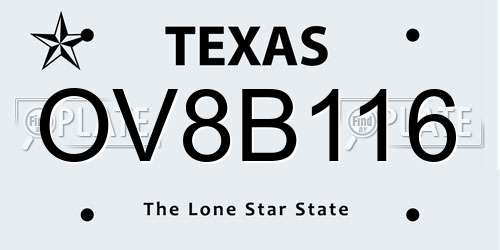OV8B116 Texas License Plate