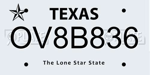 OV8B836 Texas License Plate