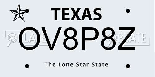 OV8P8Z Texas License Plate
