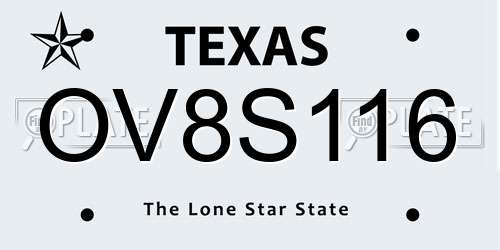 OV8S116 Texas License Plate