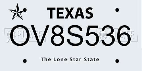 OV8S536 Texas License Plate