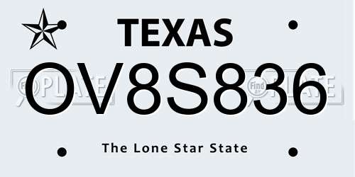 OV8S836 Texas License Plate