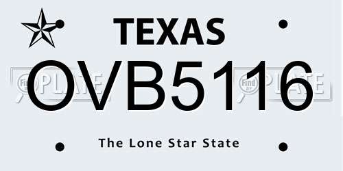 OVB5116 Texas License Plate
