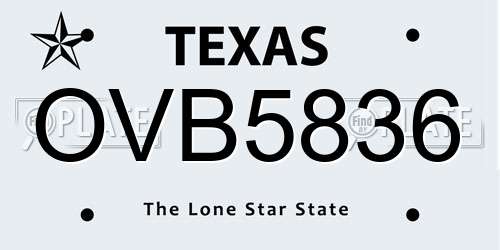 OVB5836 Texas License Plate