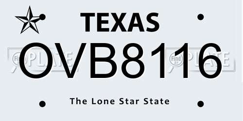 OVB8116 Texas License Plate