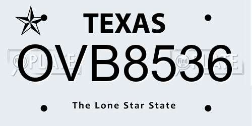 OVB8536 Texas License Plate