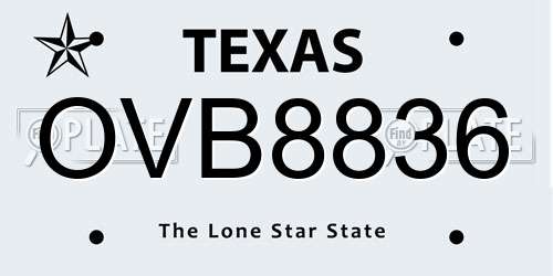 OVB8836 Texas License Plate