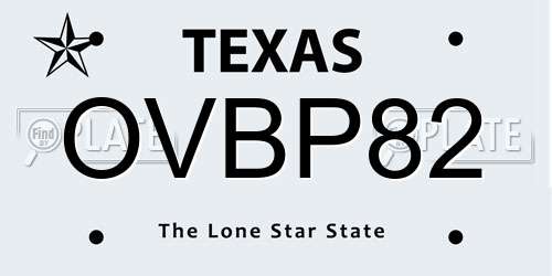 OVBP82 Texas License Plate