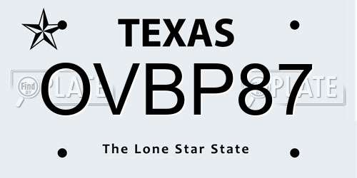 OVBP87 Texas License Plate