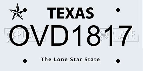 OVD1817 Texas License Plate