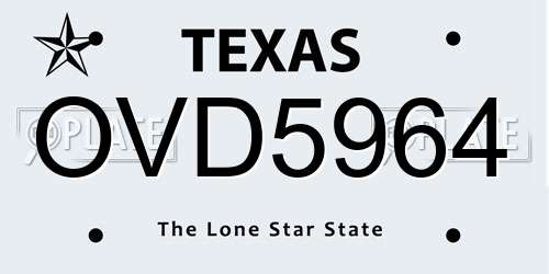 OVD5964 Texas License Plate