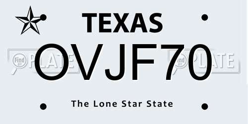 OVJF70 Texas License Plate