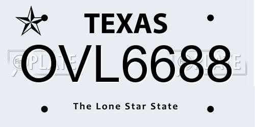 OVL6688 Texas License Plate