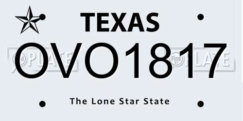 OVO1817 Texas License Plate