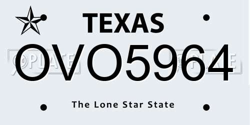 OVO5964 Texas License Plate