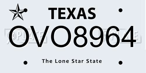 OVO8964 Texas License Plate