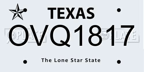 OVQ1817 Texas License Plate