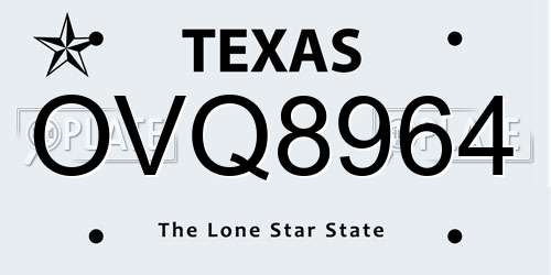 OVQ8964 Texas License Plate