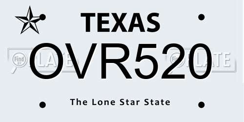 OVR520 Texas License Plate