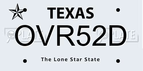 OVR52D Texas License Plate
