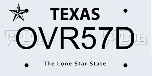 OVR57D Texas License Plate