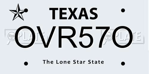 OVR57O Texas License Plate