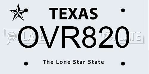 OVR820 Texas License Plate