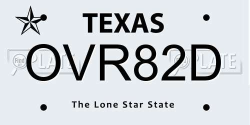 OVR82D Texas License Plate