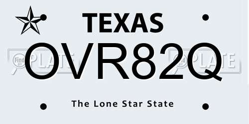 OVR82Q Texas License Plate