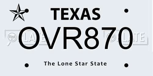 OVR870 Texas License Plate