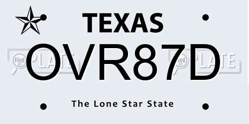 OVR87D Texas License Plate