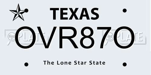 OVR87O Texas License Plate
