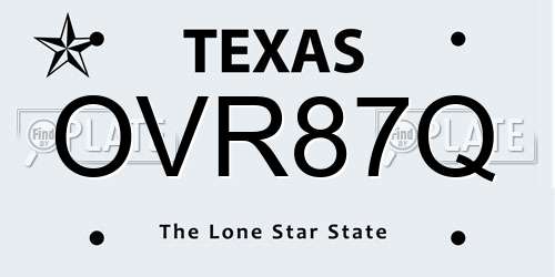 OVR87Q Texas License Plate