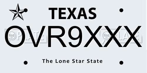 OVR9XXX Texas License Plate