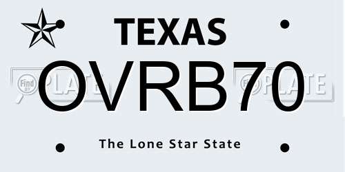 OVRB70 Texas License Plate