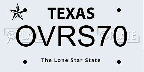 OVRS70 Texas License Plate