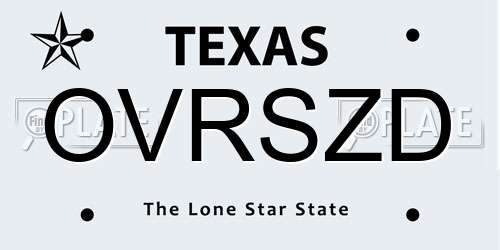 OVRSZD Texas License Plate