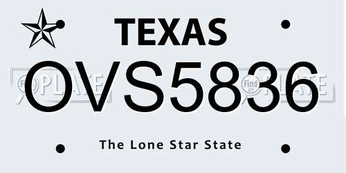 OVS5836 Texas License Plate