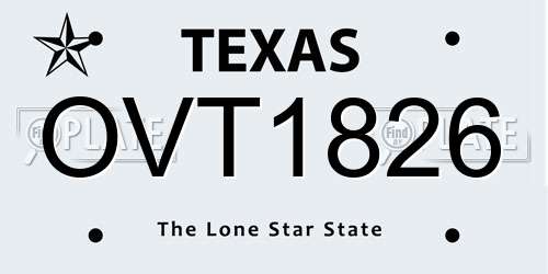 OVT1826 Texas License Plate