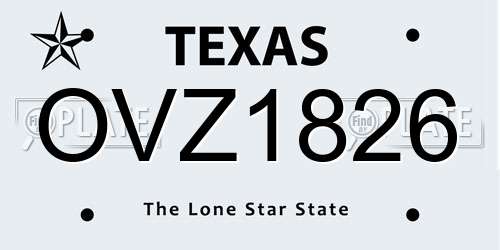 OVZ1826 Texas License Plate