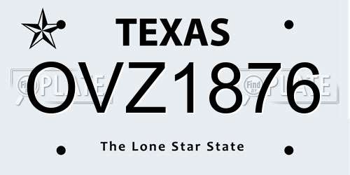 OVZ1876 Texas License Plate