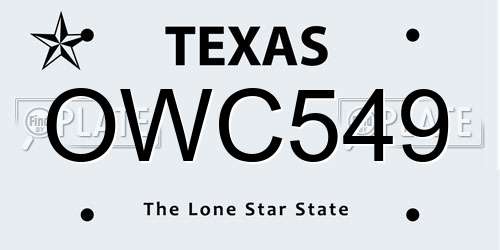 OWC549 Texas License Plate