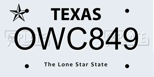 OWC849 Texas License Plate