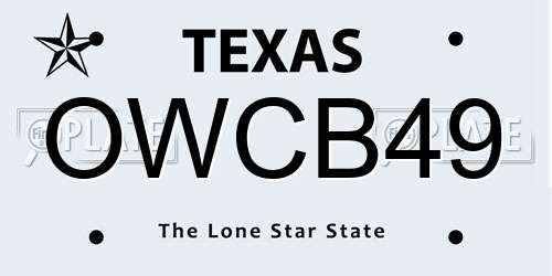 OWCB49 Texas License Plate